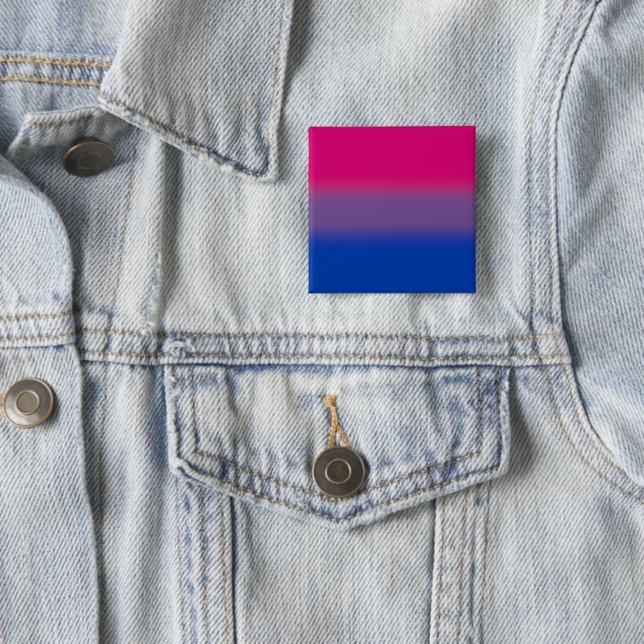 Fahne für Bisexual-Stolz - farbenfrohe Bi-Flagge Button (Beispiel)