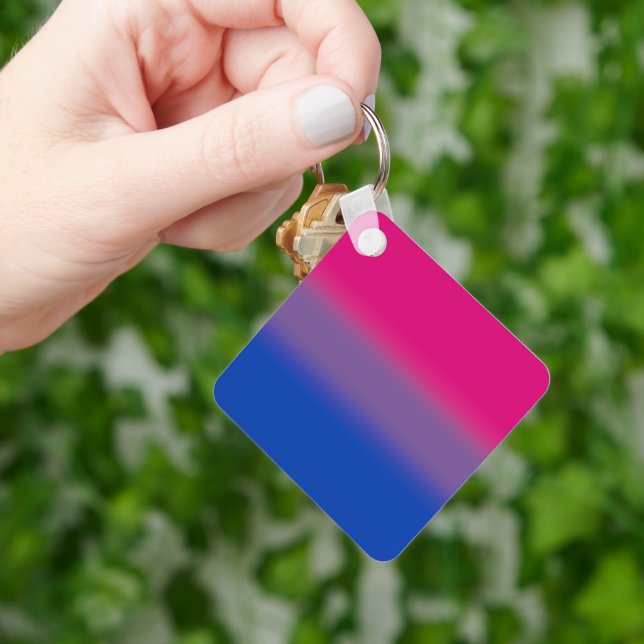 Fahne für Bisexual-Stolz - farbenfrohe Bi-Flagge Schlüsselanhänger (Hand)