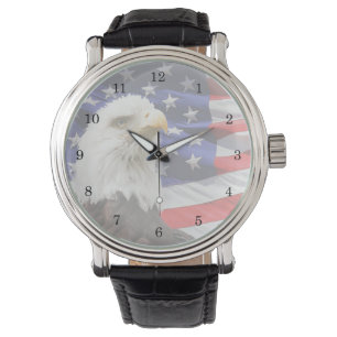 Fahne für den amerikanischen Adler und die Vereini Armbanduhr