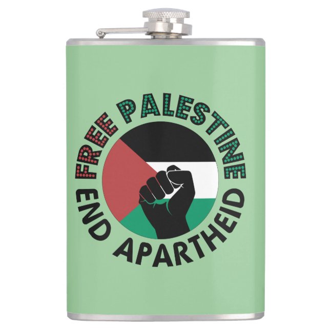 Fahne für ein freies Palästina-Ende der Apartheid  Flachmann (Vorderseite)