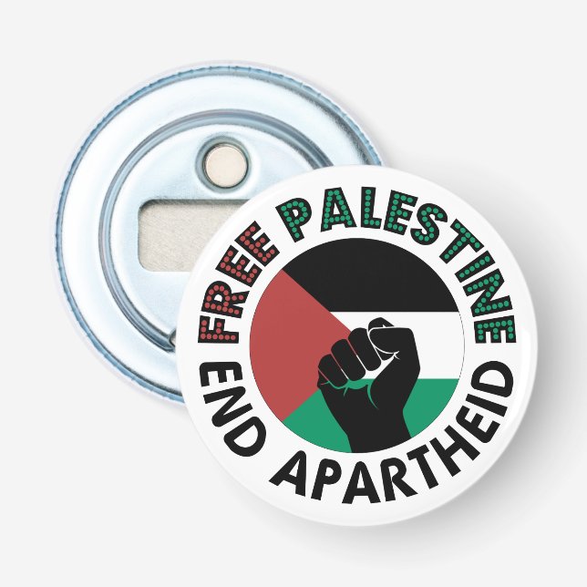 Fahne für ein freies Palästina-Ende der Apartheid  Flaschenöffner (Vorderseite)