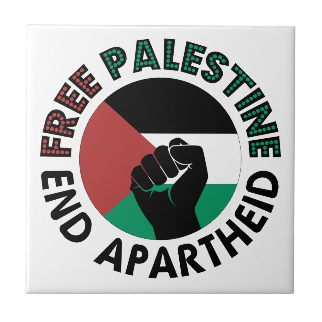 Fahne für ein freies Palästina-Ende der Apartheid  Fliese (Vorderseite)