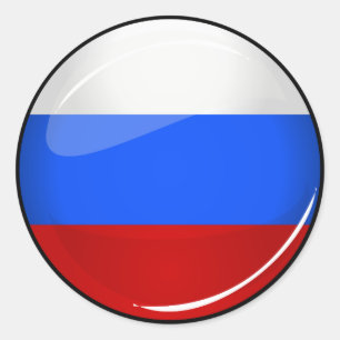 Fahne "Glossy Round Russia" Runder Aufkleber