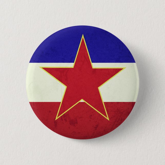 Fahne Jugoslawien Button (Vorderseite)