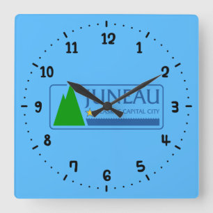 Fahne Juneau, Alaska-Platz-Uhr Quadratische Wanduhr