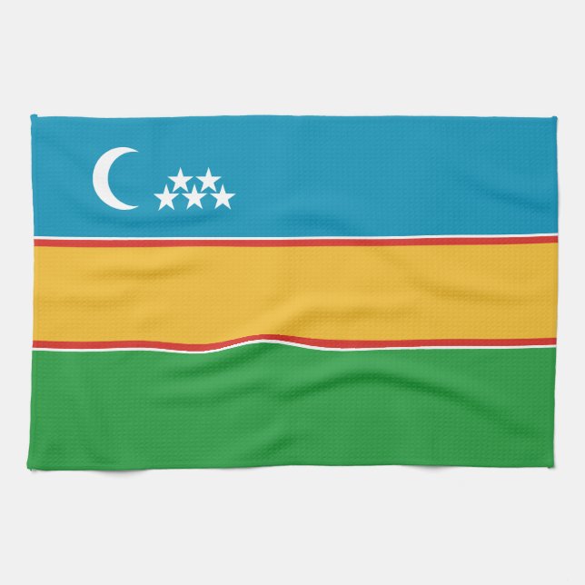 Fahne Karakalpakstan Geschirrtuch (Horizontal)