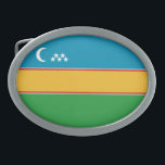 Fahne Karakalpakstan Ovale Gürtelschnalle<br><div class="desc">Patriotische Flagge von Karakalpakstan.</div>