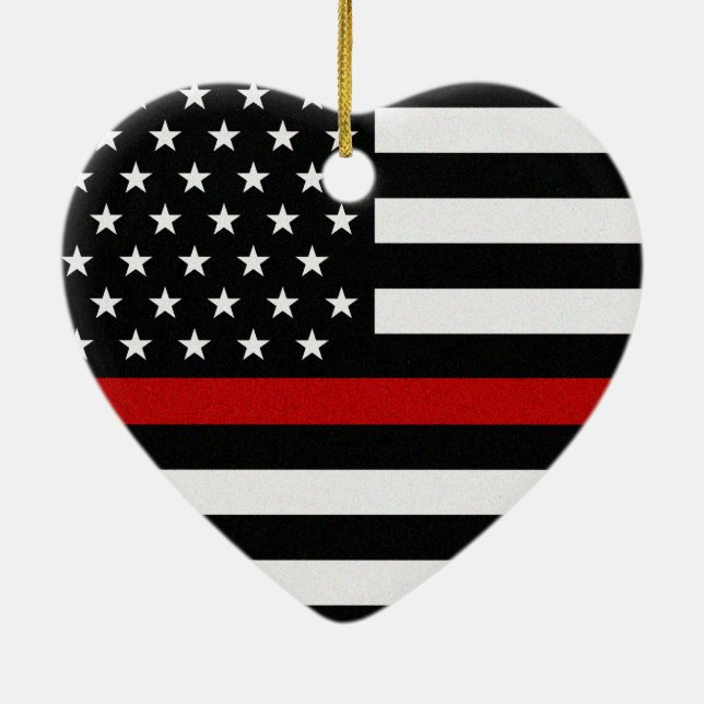Fahne mit dünner Rot-/Gelblinie Keramik Ornament (Hinten)