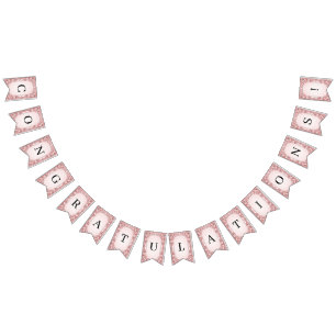 Fahne mit rosa Blumenrahmen Wimpelkette