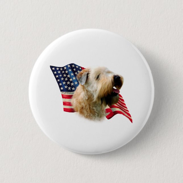 Fahne mit weichem Wheaten Terrier Button (Vorderseite)