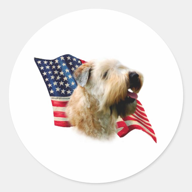 Fahne mit weichem Wheaten Terrier Runder Aufkleber (Vorderseite)