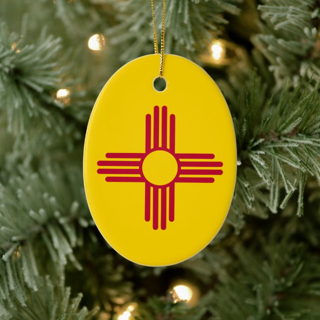 Fahne "New Mexico" Keramik Ornament (Baum)