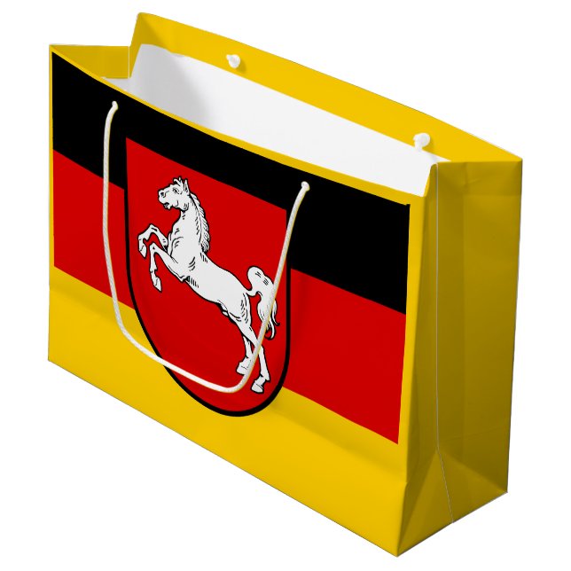 Fahne Niedersachsen Große Geschenktasche Große Geschenktüte (Vorderseite Schrägansicht)
