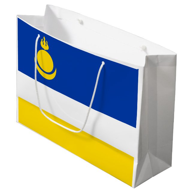 Fahne Patriotic Buryatia Große Geschenktüte (Vorderseite Schrägansicht)
