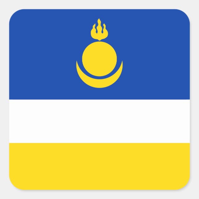 Fahne Patriotic Buryatia Quadratischer Aufkleber (Vorderseite)