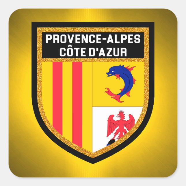 Fahne Provence-Alpes-Côte d'Azur Quadratischer Aufkleber (Vorderseite)