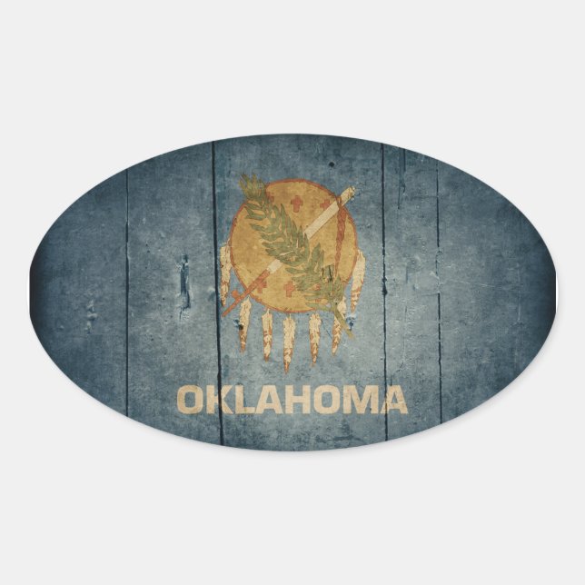 Fahne "Rugged Wood Oklahoma" Ovaler Aufkleber (Vorderseite)