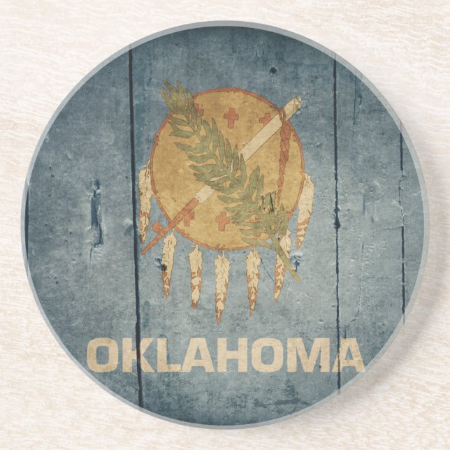 Fahne "Rugged Wood Oklahoma" Sandstein Untersetzer (Vorne)