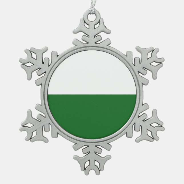Fahne Sachsen Snowflake Weihnachtsschmuck Zwiebeln Schneeflocken Zinn-Ornament (Vorderseite)