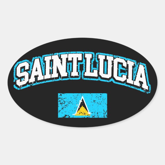 Fahne Saint Lucia Ovaler Aufkleber (Vorderseite)