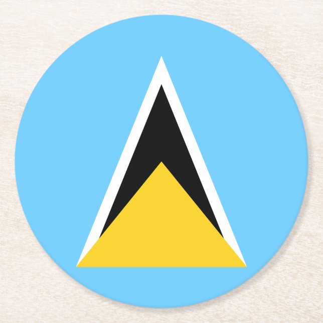 Fahne Saint Lucia Runder Pappuntersetzer (Vorderseite)