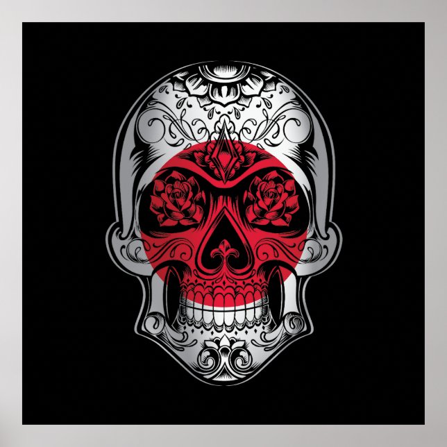 Fahne "Skull and Rose" Poster (Vorne)