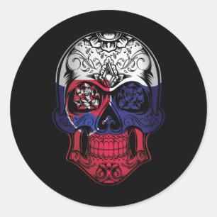 Fahne "Skull" und "Rose" der Slowakei Runder Aufkleber