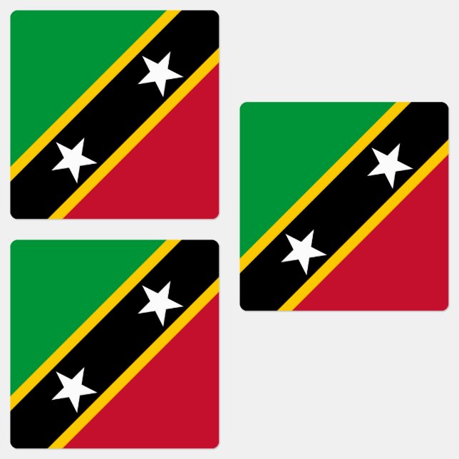 Fahne St. Kitts und Nevis Etiketten (Gruppe)
