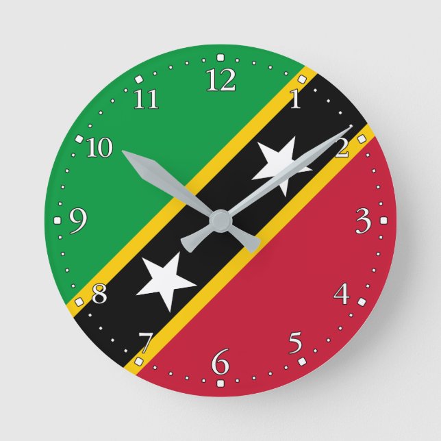 Fahne St. Kitts und Nevis Runde Wanduhr (Vorderseite)