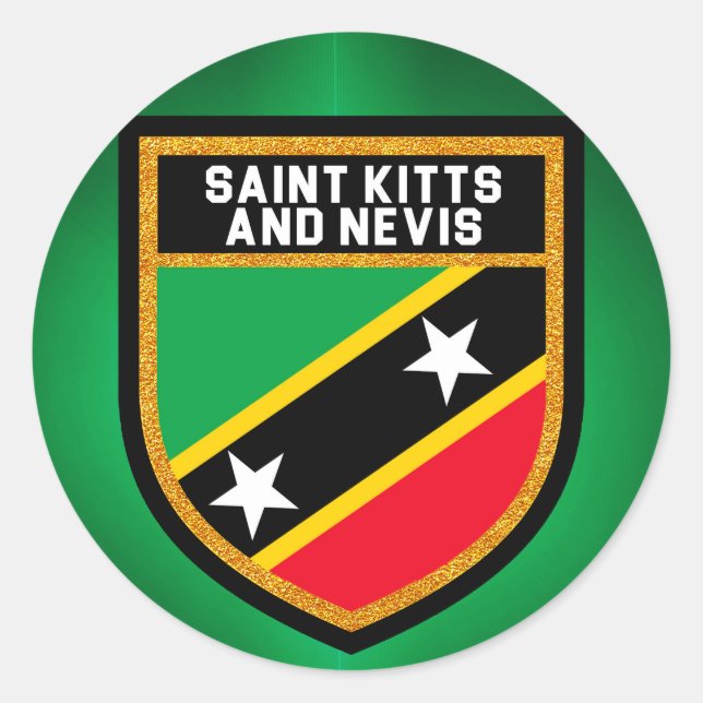Fahne St. Kitts und Nevis Runder Aufkleber (Vorderseite)