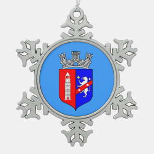 Fahne Tirana, Albanien Snowflake Weihnachten Zwieb Schneeflocken Zinn-Ornament