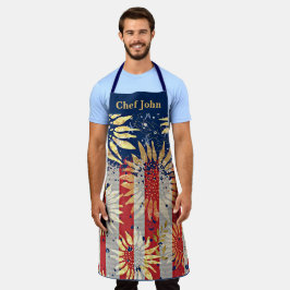 Fahne und Sonnenblumen personalisiert Schürze