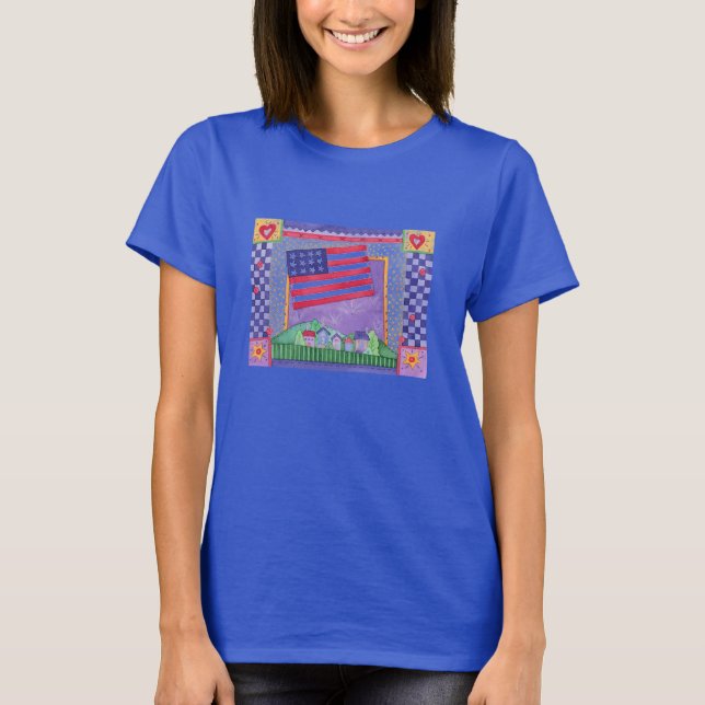 Fahne USA-Gingham T-Shirt (Vorderseite)