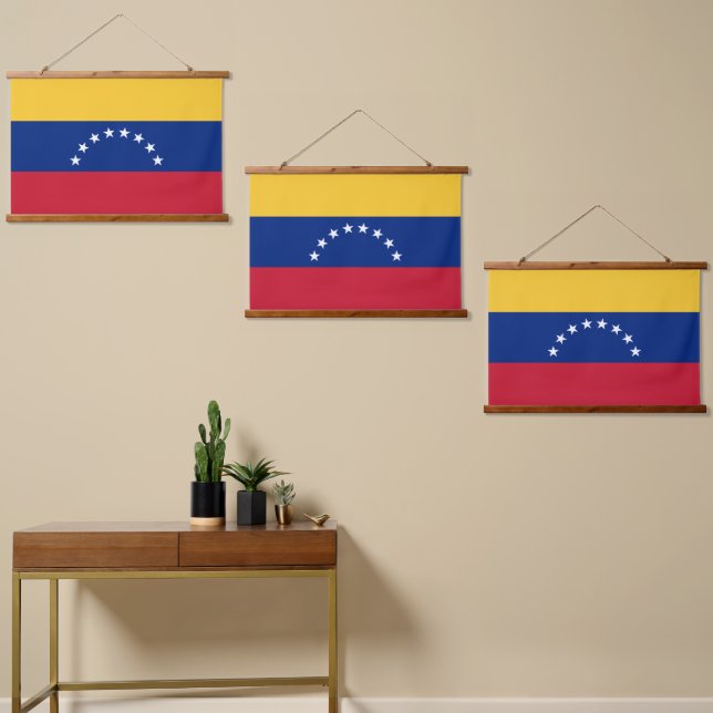 Fahne Venezuela Wandteppich Mit Holzrahmen (Asymmetrisch)