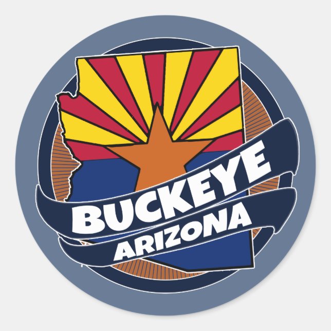 Fahne von Buckeye Arizona platzte rund Runder Aufkleber (Vorderseite)