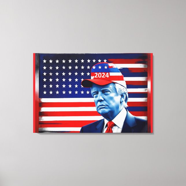 Fahne von Donald Trump 2024 Leinwanddruck (Vorderseite)