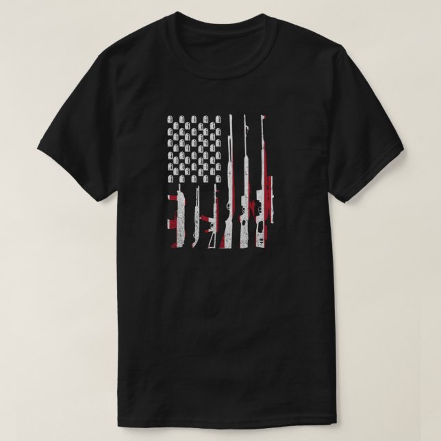Fahne von Gewehren - Patriotische Feier für Amerik T-Shirt (Design vorne)