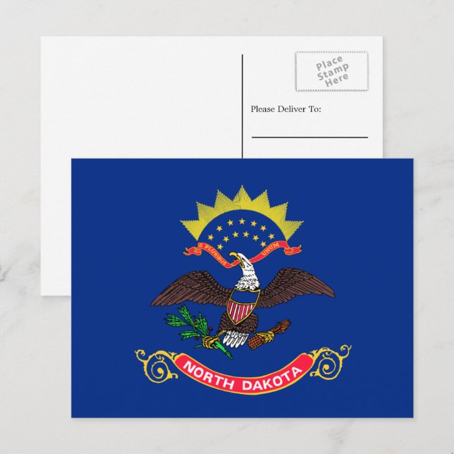 Fahne von Nord-Dakota, Flagge von Nord-Dakota Postkarte (Vorne/Hinten)