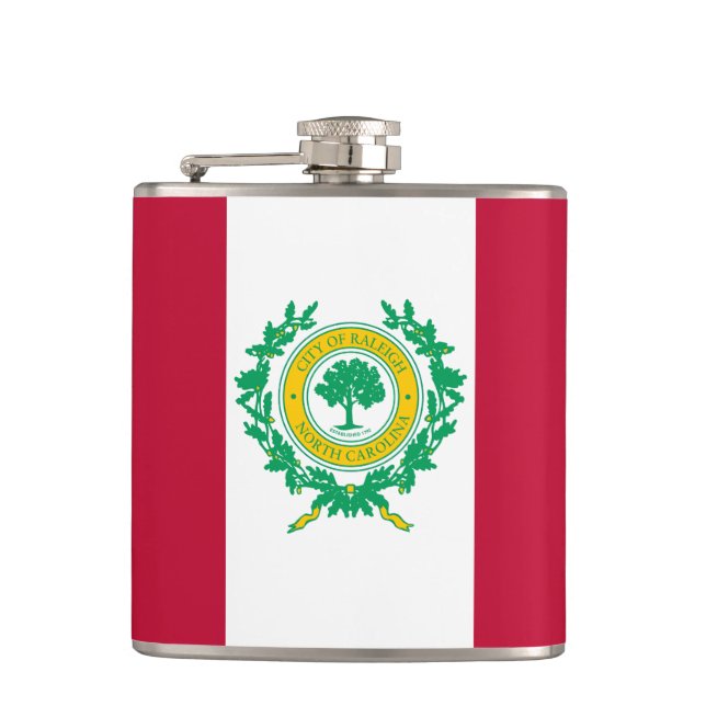Fahne von Raleigh, North Carolina Hip Flask Flachmann (Vorderseite)
