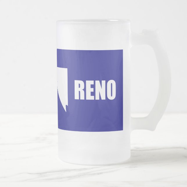 Fahne von Reno, Nevada Mattiert Glass Beer Tasse (Rechts)