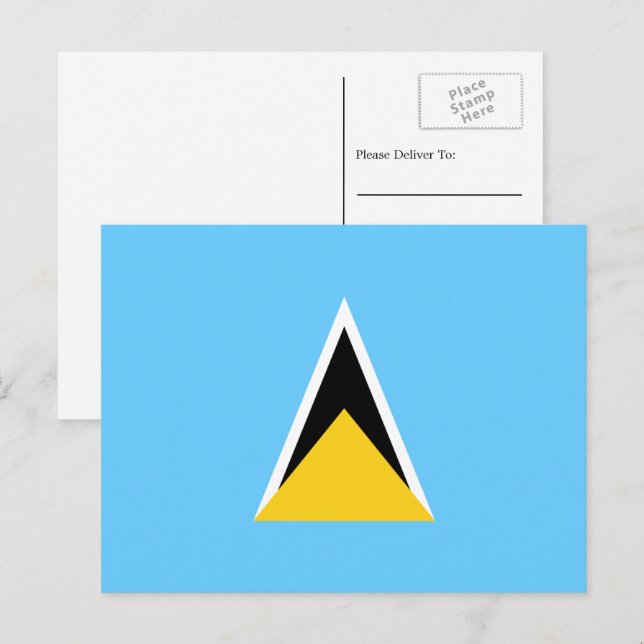 Fahne von Saint Lucia, Fahne von Saint Lucia Postkarte (Vorne/Hinten)
