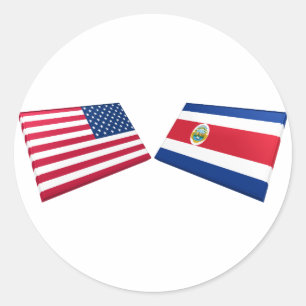 Fahnen aus USA und Costa Rica Runder Aufkleber