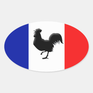 Fahnen Frankreich schließen Hahn auf Ovaler Aufkleber