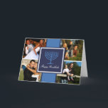 Fahnen-Karte Chanukkas Menorah Feiertagskarte<br><div class="desc">Fahnen-Karte Chanukkas Menorah. Eine reiche blaue Fahne mit einer Chanukka menorah Mitte fügt Art Ihrer Feiertagsgrußkarte hinzu. Wählen Sie einfach vier persönliche Fotos vor,  um Feiertagsbeifall zu verbreiten und Brunnen wünscht zu jeder auf Ihrer Liste.</div>