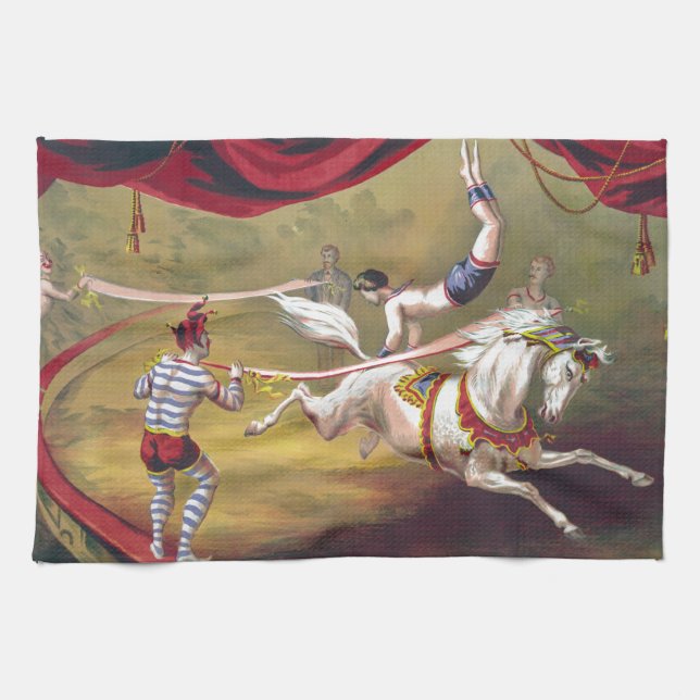 Fahnen-Taten-Vintage Zirkus-Kunst Küchentuch (Horizontal)