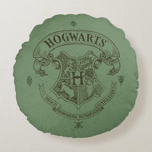 Fahnen-Wappen Harry Potter | Hogwarts Rundes Kissen (Vorderseite)