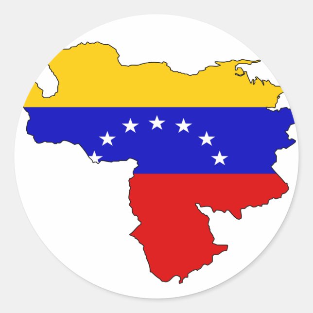 Fahnenkarte Venezuela Runder Aufkleber (Vorderseite)