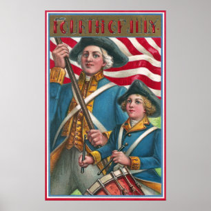 Fahnenträger-und Schlagzeuger-Junge Poster