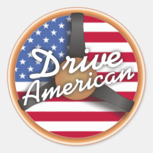 Fahr Amerikaner! Runder Aufkleber