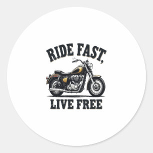 Fahr schnell, lebe frei Motorrad Runder Aufkleber